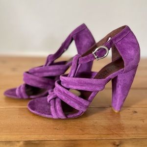 Y2K Spring 2002 Michel Vivien Purple Suede Sandals Sz 6.5